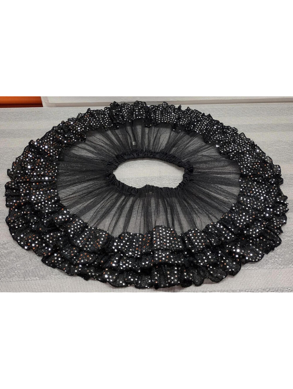 Skirt Raver Black Tulle Sexy Skirt Plastic Faux Silver Sequin Waist 24 in Xs S - Picture 3 of 16